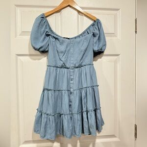 Trixxi Blue Button-Down Mini Dress